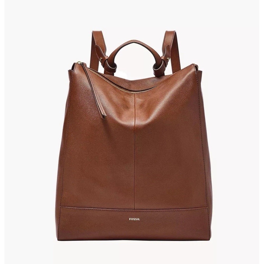 Fossil Brown Leather Backpack